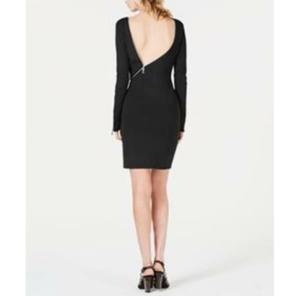 Bar III Black Long Sleeve Dress with Silver Zippered Accents